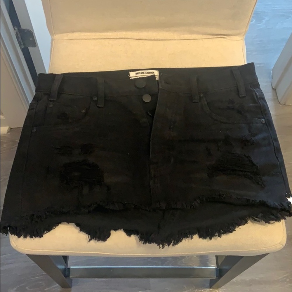 Black denim skirt